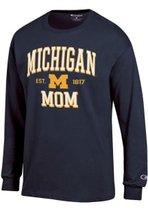 Champion Michigan Wolverines Navy Blue EST Date Mom Jersey Long Sleeve T Shirt