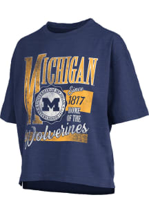 Pressbox Michigan Wolverines Womens Blue Motley Short Sleeve T-Shirt