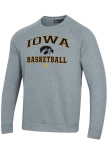 Under Armour Iowa Hawkeyes Mens Grey Basketball Rival Long Sleeve Crew Sweatshirt