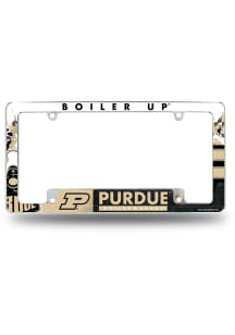 Purdue Boilermakers Primary All Over Chrome License Plate Frame - White