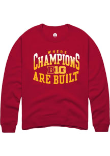 Rally Big Ten Mens Cardinal Champs Arch Long Sleeve Crew Sweatshirt