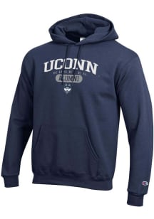 Champion UConn Huskies Mens Navy Blue Pill Alumni Powerblend Long Sleeve Hoodie