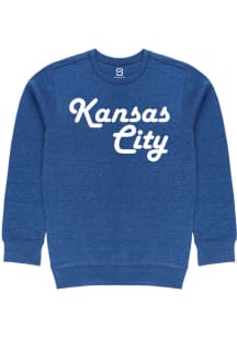 Summit Sportswear Kansas City Mens Blue Retro Long Sleeve Crew Sweatshirt