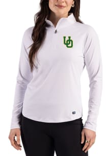 Cutter and Buck Oregon Ducks Womens White Prospect Eco Qtr Zip