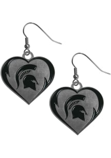 Michigan State Spartans Heart Dangle Womens Earrings