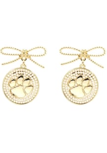 Clemson Tigers Logo Pearl Bow Womens Earrings