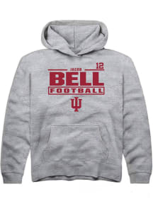 Jacob Bell Rally Indiana Hoosiers Youth NIL Stacked Box Long Sleeve Player Hoodie Grey
