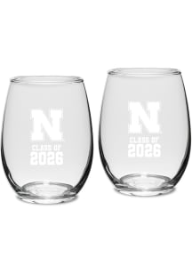 Nebraska Cornhuskers Class of 2026 Stemless Wine Set Stemless Wine Glass - White