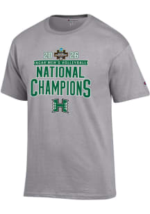 Champion Hawaii Warriors Grey 2026 Mens Volleyball National Champions Jersey Short Sleeve T Shirt