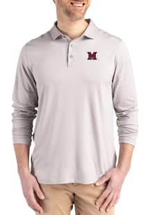 Cutter and Buck Miami RedHawks Mens Grey Coastline Long Sleeve Polo Shirt