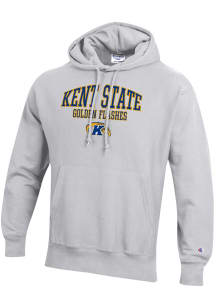 Champion Kent State Golden Flashes Mens Ash Name and Mascot Reverse Weave Long Sleeve Hoodie
