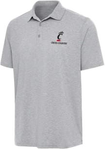 Antigua Cincinnati Bearcats Mens Grey Heather Par 3 Cross Country Short Sleeve Polo