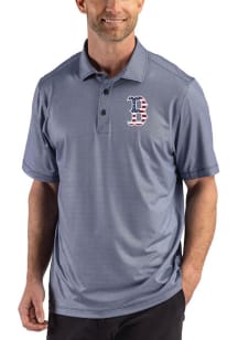 Cutter and Buck Boston Red Sox Mens Navy Blue Stars and Stripes Lattice Short Sleeve Polo