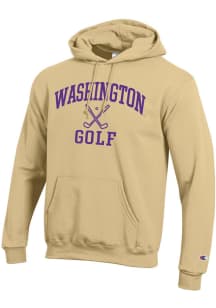 Champion Washington Huskies Mens Gold Golf Icon Powerblend Long Sleeve Hoodie