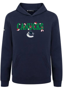 Levelwear Vancouver Canucks Youth Navy Blue Podium Jr Festive Long Sleeve Hoodie