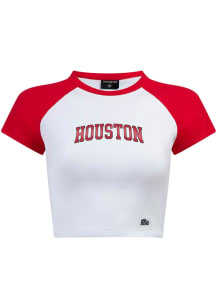 Hype and Vice Houston Cougars Womens White Homerun Short Sleeve T-Shirt