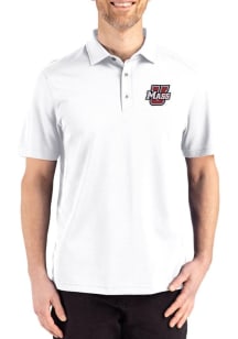Cutter and Buck Massachusetts Minutemen Mens White Advantage Refresh Short Sleeve Polo