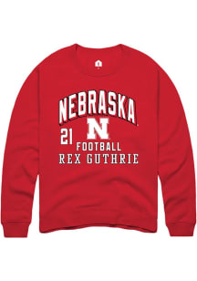 Rex Guthrie Nebraska Cornhuskers Mens Red Football NIL Arch Logo Player Crew
