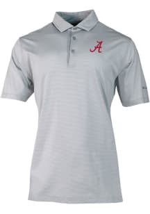 Columbia Alabama Crimson Tide Mens Grey Heat Seal Double Hit Short Sleeve Polo