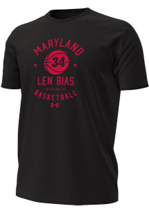 Len Bias Maryland Terrapins Black Mens Basketball Len Bias Performance Cotton Short Sleeve Player..