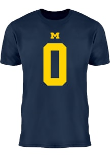Semaj Morgan Michigan Wolverines Navy Blue Football Name And Number Short Sleeve Player T Shirt