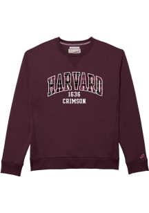 Harvard Crimson Mens Maroon Plaid Arch Name Long Sleeve Fashion Sweatshirt