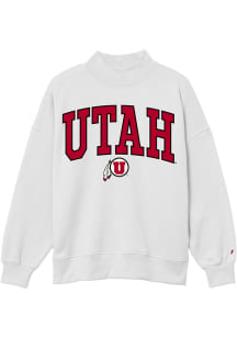 Utah Utes Womens White Diana Mock Neck Crew Sweatshirt