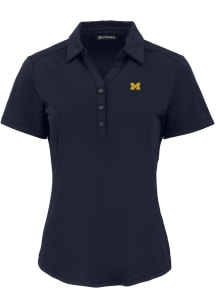Cutter and Buck Michigan Wolverines Womens Blue Forge Eco Polo Short Sleeve Polo Shirt