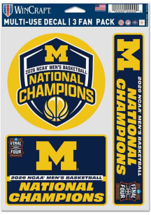 Michigan Wolverines 3pk 2026 MBB National Champion Auto Decal - Blue