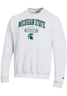 Champion Michigan State Spartans Mens White Class of 2028 Powerblend Long Sleeve Crew Sweatshirt