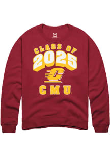 Summit Sportswear Central Michigan Chippewas Mens Maroon Class of 2025 Long Sleeve Crew Sweatshirt