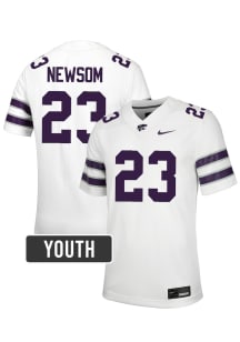 Asa Newsom K-State Wildcats Youth White Nike NIL Name And Number Football Jersey