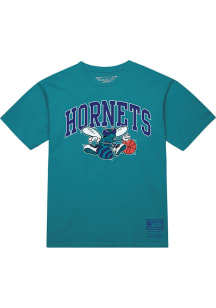Mitchell and Ness Charlotte Hornets Teal Nostalgia Short Sleeve T Shirt