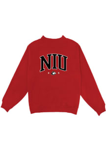 Blue 84 Northern Illinois Huskies Womens Red Mock Neck Crew Sweatshirt