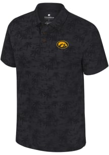 Colosseum Iowa Hawkeyes Mens Black Fremen Palm Short Sleeve Polo