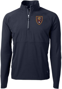 Cutter and Buck Real Salt Lake Mens Navy Blue Adapt Eco Hybrid Long Sleeve Qtr Zip Pullover