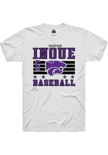 Shintaro Inoue  K-State Wildcats White Rally NIL Striped Short Sleeve T Shirt