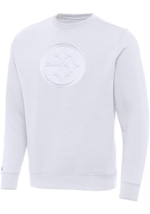 Antigua Pittsburgh Steelers Mens White Victory Tonal Long Sleeve Crew Sweatshirt
