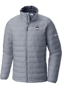Mens UConn Huskies Columbia Mens Powder Lite Heavyweight Jacket - Grey