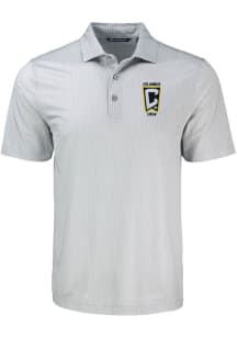 Cutter and Buck Columbus Crew Mens Grey Pike Shadow Check Short Sleeve Polo