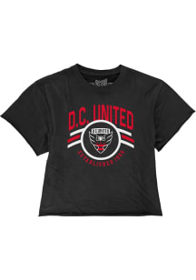 Original Retro Brand DC United Girls Black Curved Wordmark Short Sleeve Tee