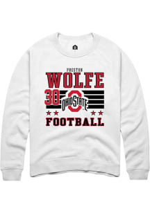 Preston Wolfe Ohio State Buckeyes Mens White Football NIL Striped Player Crew