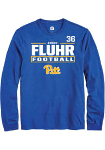 Emory Fluhr Pitt Panthers Blue Football NIL Stacked Box Long Sleeve Player T Shirt