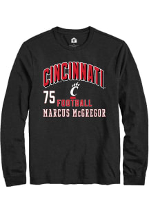 Marcus McGregor Cincinnati Bearcats Black Football NIL Arch Logo Long Sleeve Player T Shirt