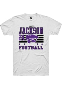 Martel Jackson K-State Wildcats White Football NIL Striped Short Sleeve Player T Shirt