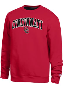 Champion Cincinnati Bearcats Mens Red Arch Name Contrast Long Sleeve Crew Sweatshirt