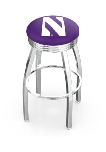 Northwestern Wildcats 3 Ring Chrome Seat Pub Stool - Silver