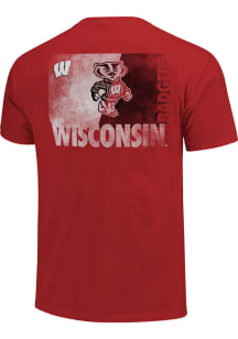 Wisconsin Badgers Red Mascot Fade Short Sleeve T Shirt
