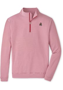 Peter Millar Iowa State Cyclones Mens Cardinal Red Perth Sugar Stripe Long Sleeve Qtr Zip Pullover