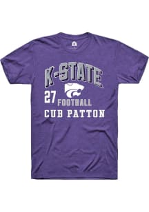 Cub Patton K-State Wildcats Purple Football NIL Arch Logo Short Sleeve Player T Shirt